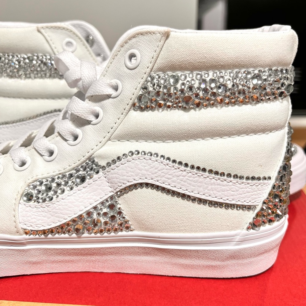 White, high top, Rhinestone Vans - Picture 3 of 6